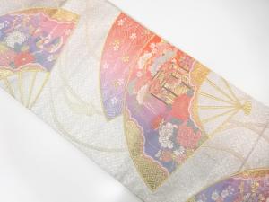 佐賀錦扇に貝桶・花模様織出し袋帯